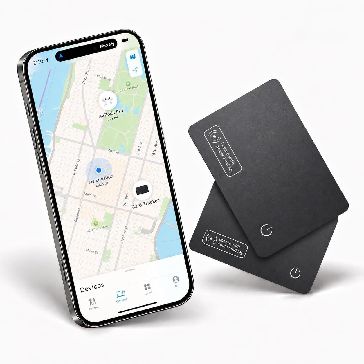 Air Smart Card Tag Tracker Scheda, Localizzatore portafoglio ricaricabile sottile, Compatibile con Apple Dov'è (solo iOS), Impermeabile IP68 – Per Passaporto, Valigia, Borsa (2 Pezzo)