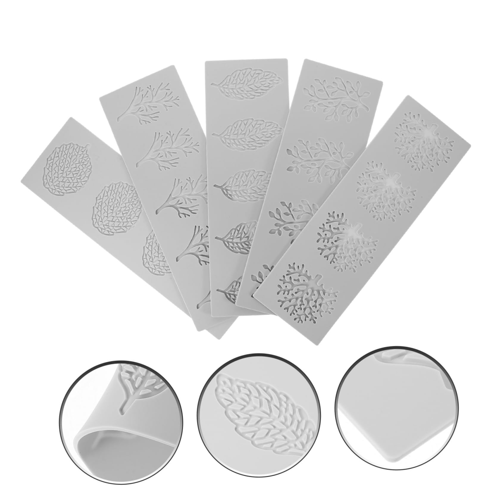 Alipis Silicona Molde 5 Fondant Piezas Hojas de para Repostería