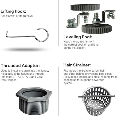 Miniatura 3 de Neodrain - Drenaje lineal de 32 pulgadas con rejilla extraíble de patrón cuadrado, fabricante profesional de drenaje de piso de ducha rectangular de