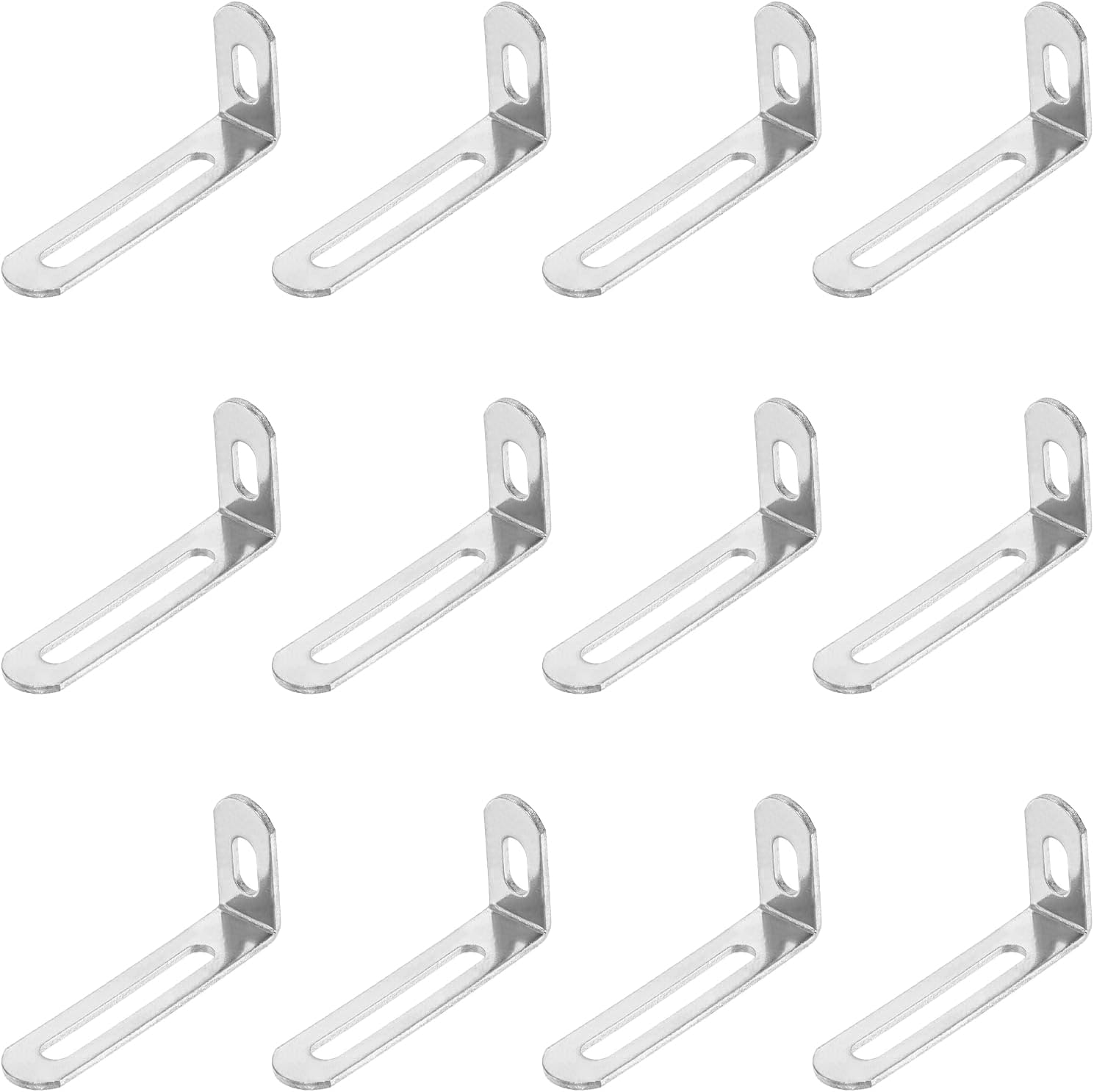 sourcing map 25Pcs Adjustable L-Shape Corner Brace, 23mm x 52mm x 12mm Metal Slotted 90 Degree Right Angle Corner Shelf Bracket Support Brace for Wooden Furniture Cabinet, Silver