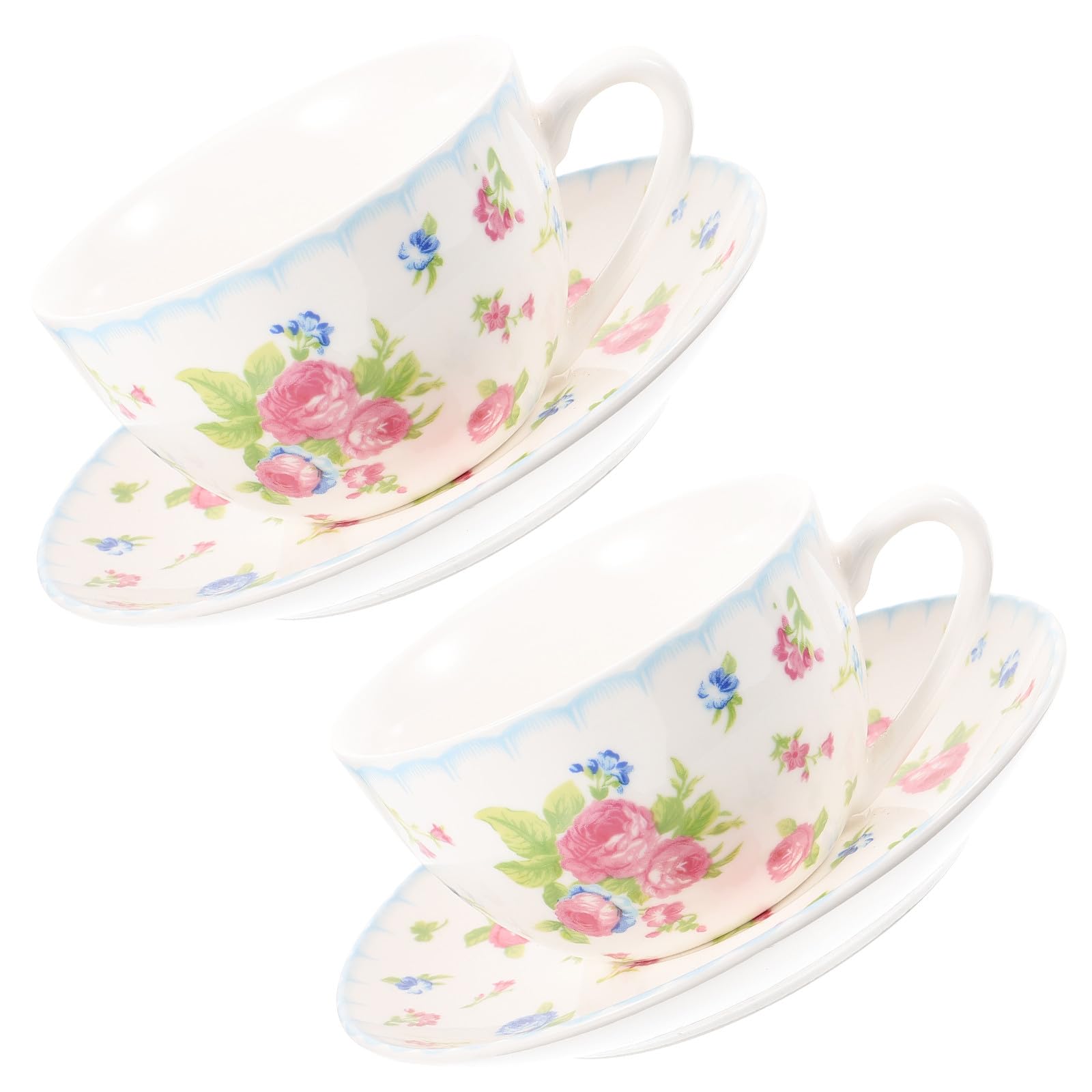 Set Tazzine da Caffè in Bone China Design Retrò Semplice e Funzionale 150ml Piattino per Regali per Amici e Nuove Case
