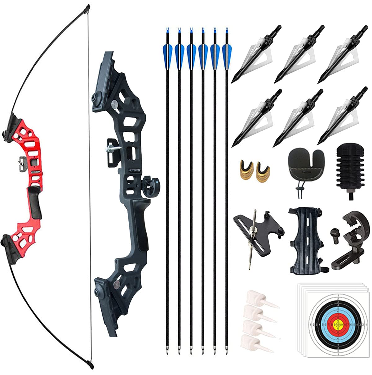 Archery 51" Takedown Recurve Bow and Arrows Set for Adults Metal Riser Longbow Kit Right Hand Straight Bow for Beginner Hunting Shooting Practice 30 40 50lb