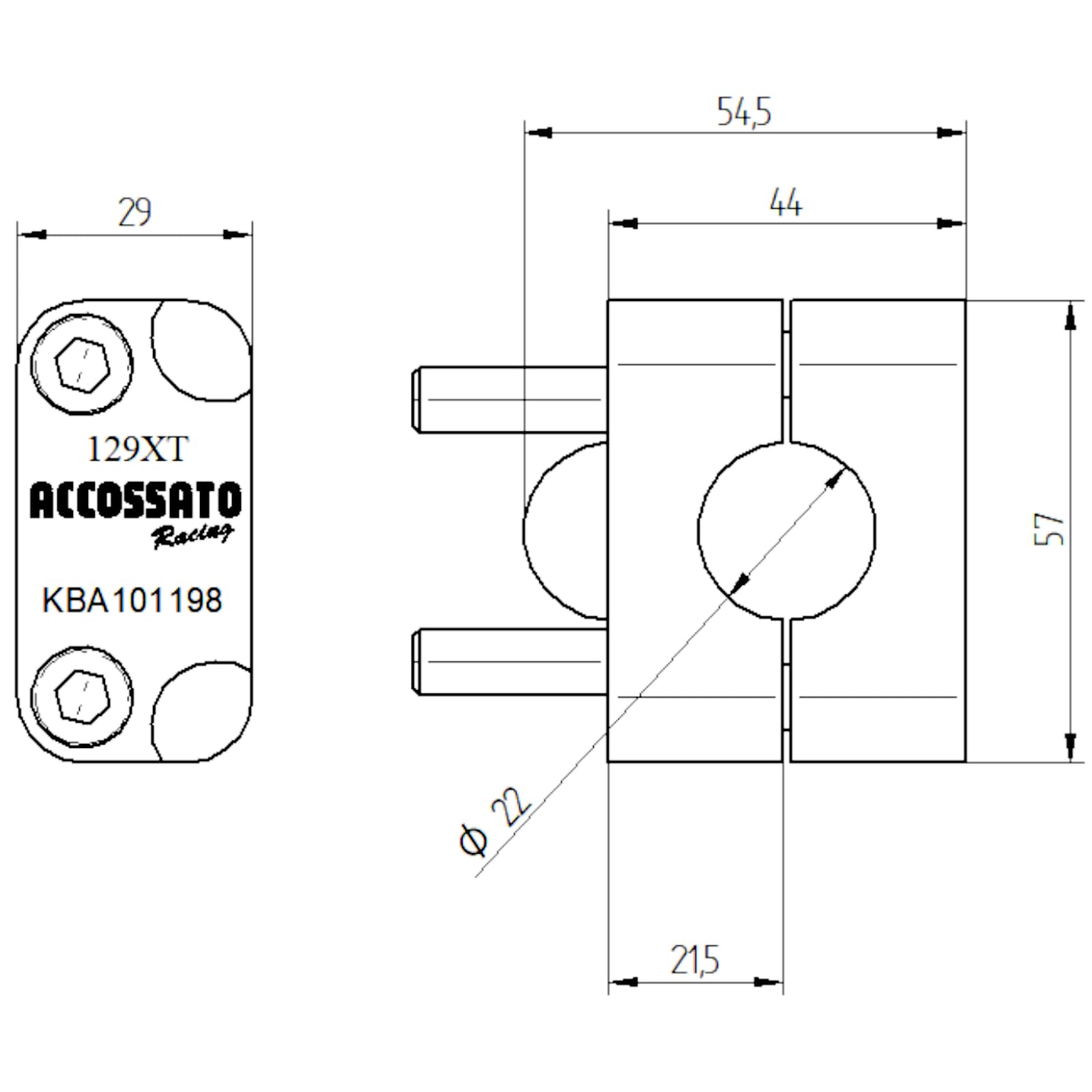 Coppia di Cavallotti Accossato Omologati ABE 101198 +22 mm Per Manubri Con Diametro 22 mm Compatibile con HYOSUNG GT NAKED GT 650 dal 2003 al 2016 (CC650)