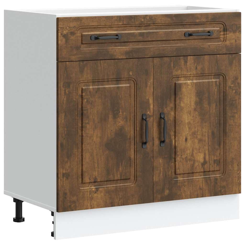 vidaXL Base da Cucina Kalmar Rovere Fumo in Legno Multistrato, Mobile Base lavello, Mobile Cucina Base con cassetto, Mobile Base lavello