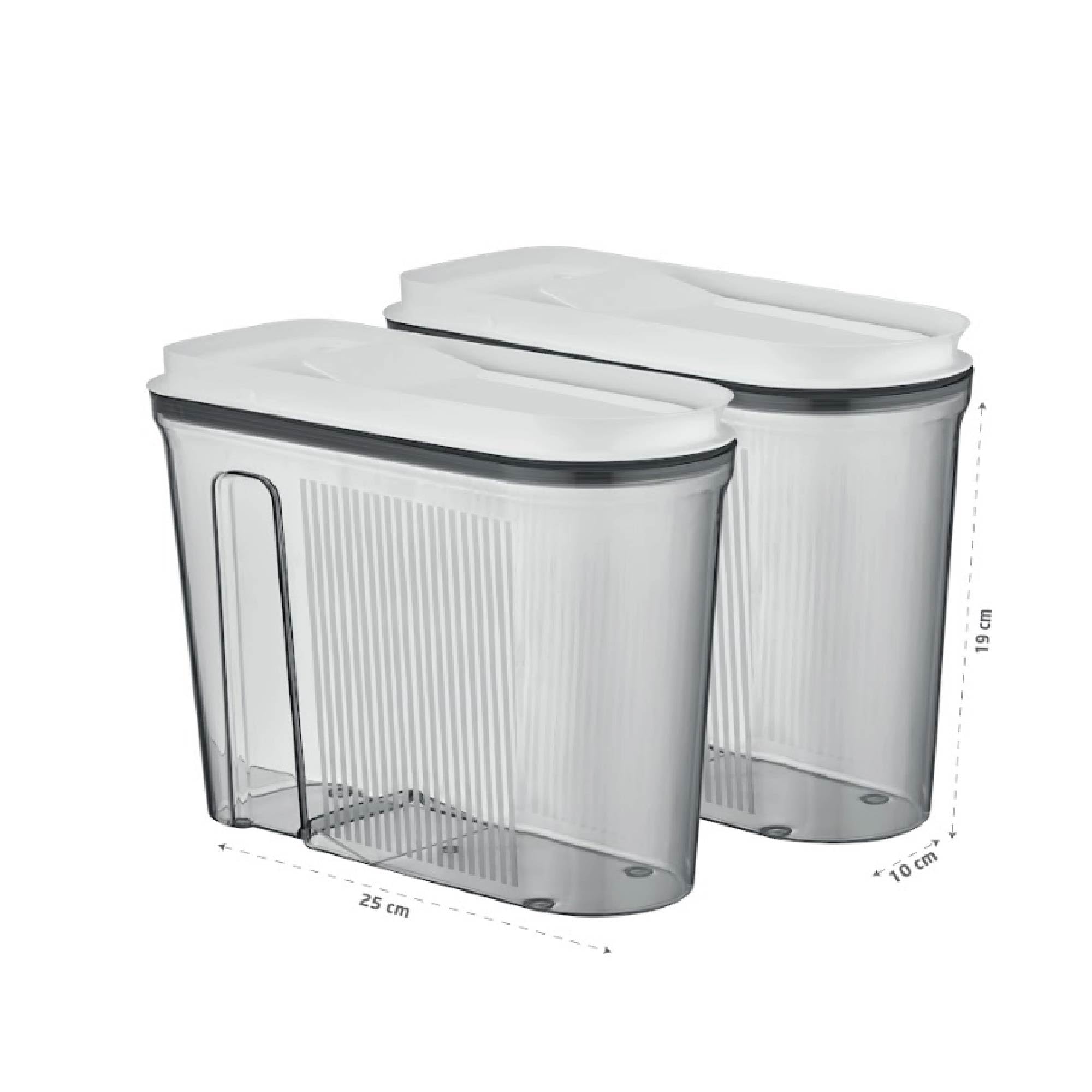 Vip Ahmet 12er Set Schmale Vorratsbehälter mit Dosierklappe - 4 Liter Transparent Luftdichte Küchen Aufbewahrung, BPA-frei, Schmales Design 25x19x10 cm VP-301