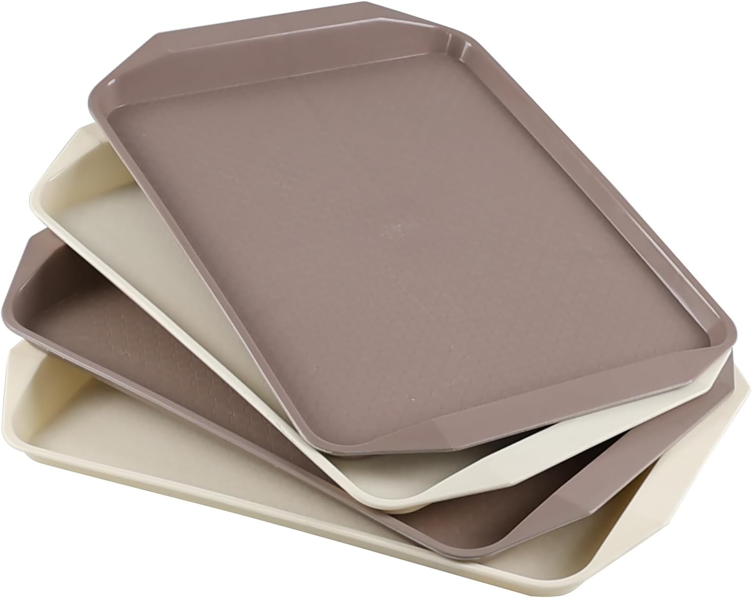 Obstnny 4-Pack Rectangular Fast Food Trays, Plastic Restaurant Serving Trays