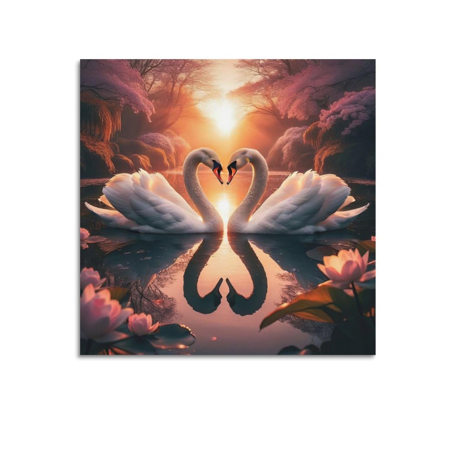 Animal Artwork Poster Two Swans Who Love Each Other Poster Decorative Painting Canvas Wall Posters And Art Picture Print Modern Family Bedroom Decor Posters 20x20inch(50x50cm)