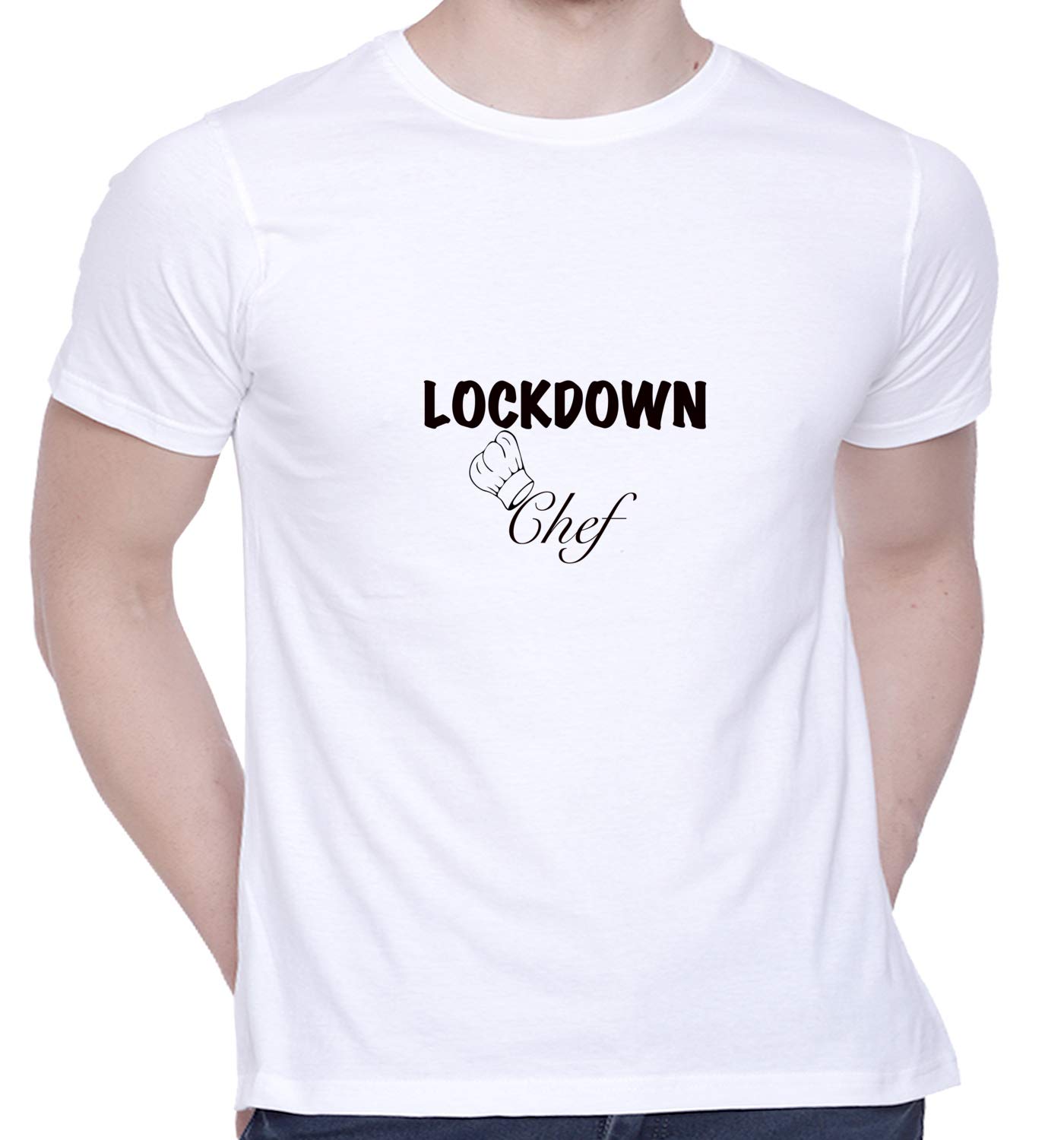 CreativiTGraphic Printed T-Shirt for Unisex Lockdown Chef Tshirt | Casual Half Sleeve Round Neck T-Shirt | 100% Cotton | D00020-25