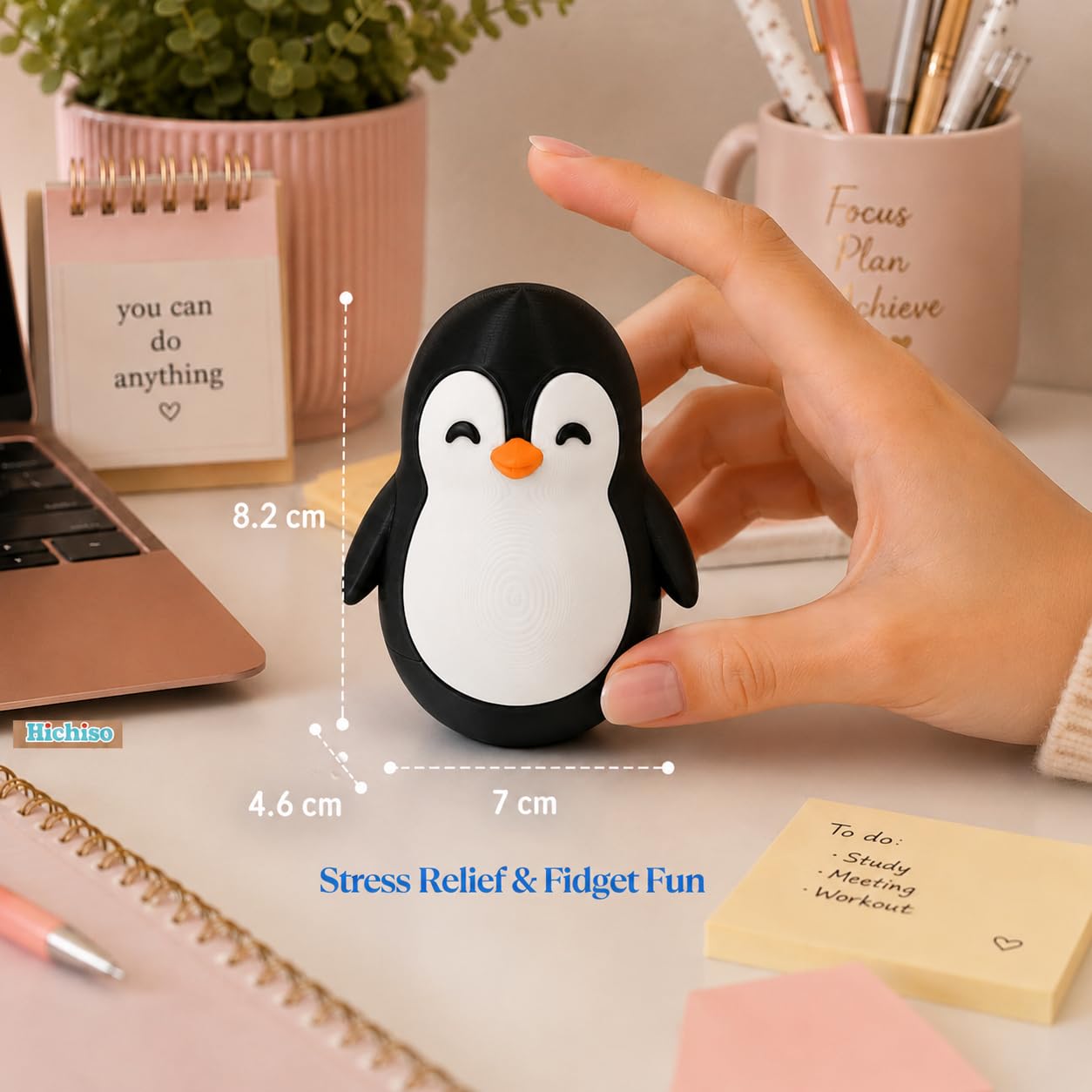 Roly Poly Penguin Wobbler | Cute Self-Righting Penguin Desk Toy | Stress Relief Fidget Toy | Mini Penguin Collectible | Office Desk Decor & Gift (Emperor Black, 1 pc) — Amazon image 2