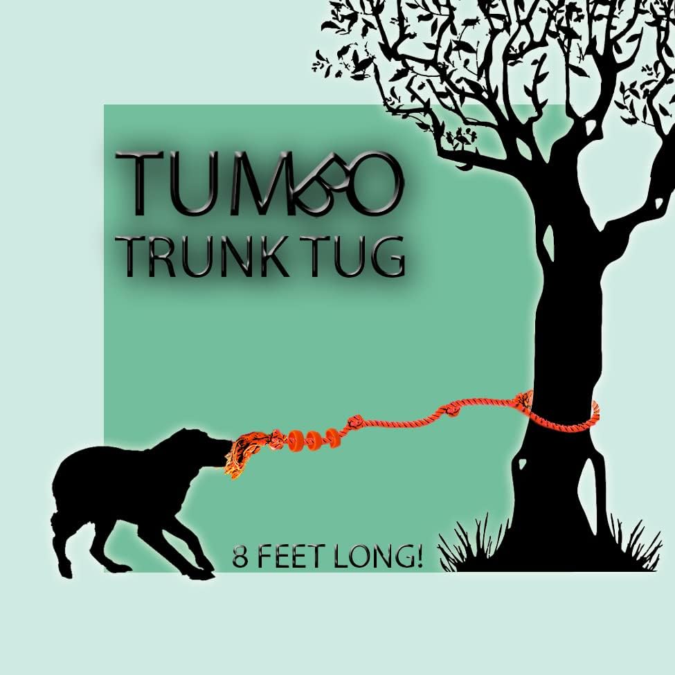 Miniatura 6 de Tumbo Remolcador de tronco  Juguete de cuerda de tronco de árbol de 8 pies de largo con mango y anillos de goma  Juguete de cuerda para perros de