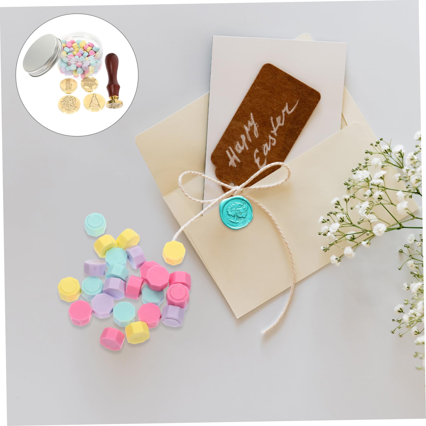 VILLCASE 3sätze Weihnachts Wachssiegel Stempelset Mit Wachskugeln Vintage Holzgriff Für Einladungen Briefe Und Weihnachten Und Festliche Anlässe