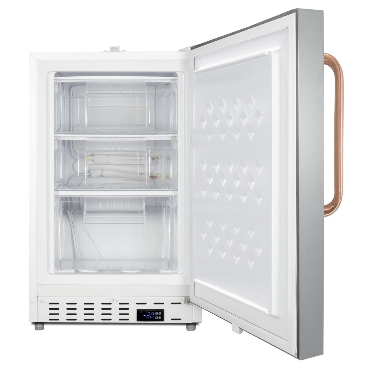 Accucold 20” Freezer, 2.47 cu.ft. Capacity, Undercounter, Built-in, Breakroom, ADA Compliant, -25°C Storage, Copper Handle, Stainless Steel - ADA305AFSSTBC on Fridge.com