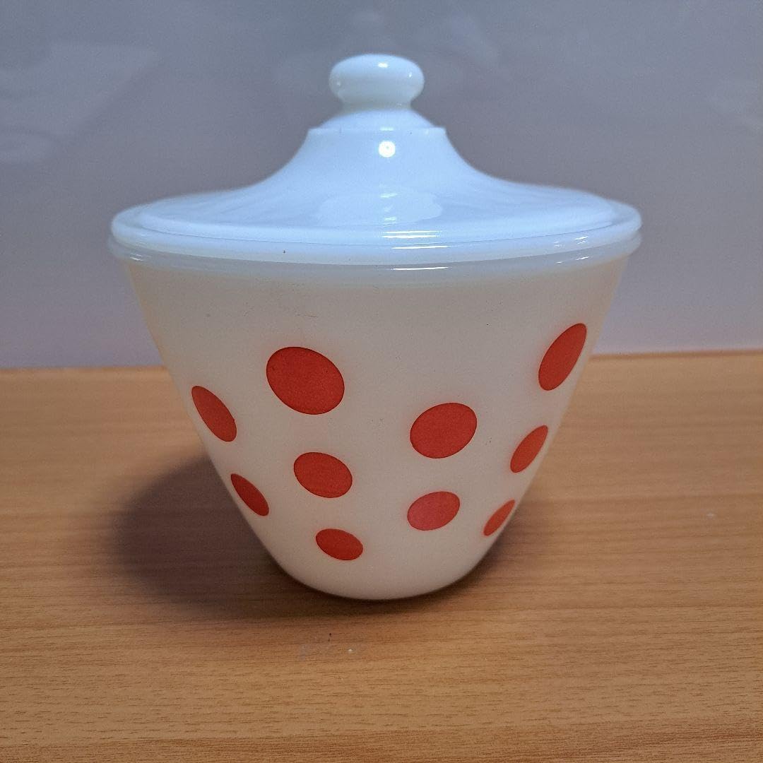 ファイヤーキング Fire King グリースジャー ドット 赤 ヴィンテージ