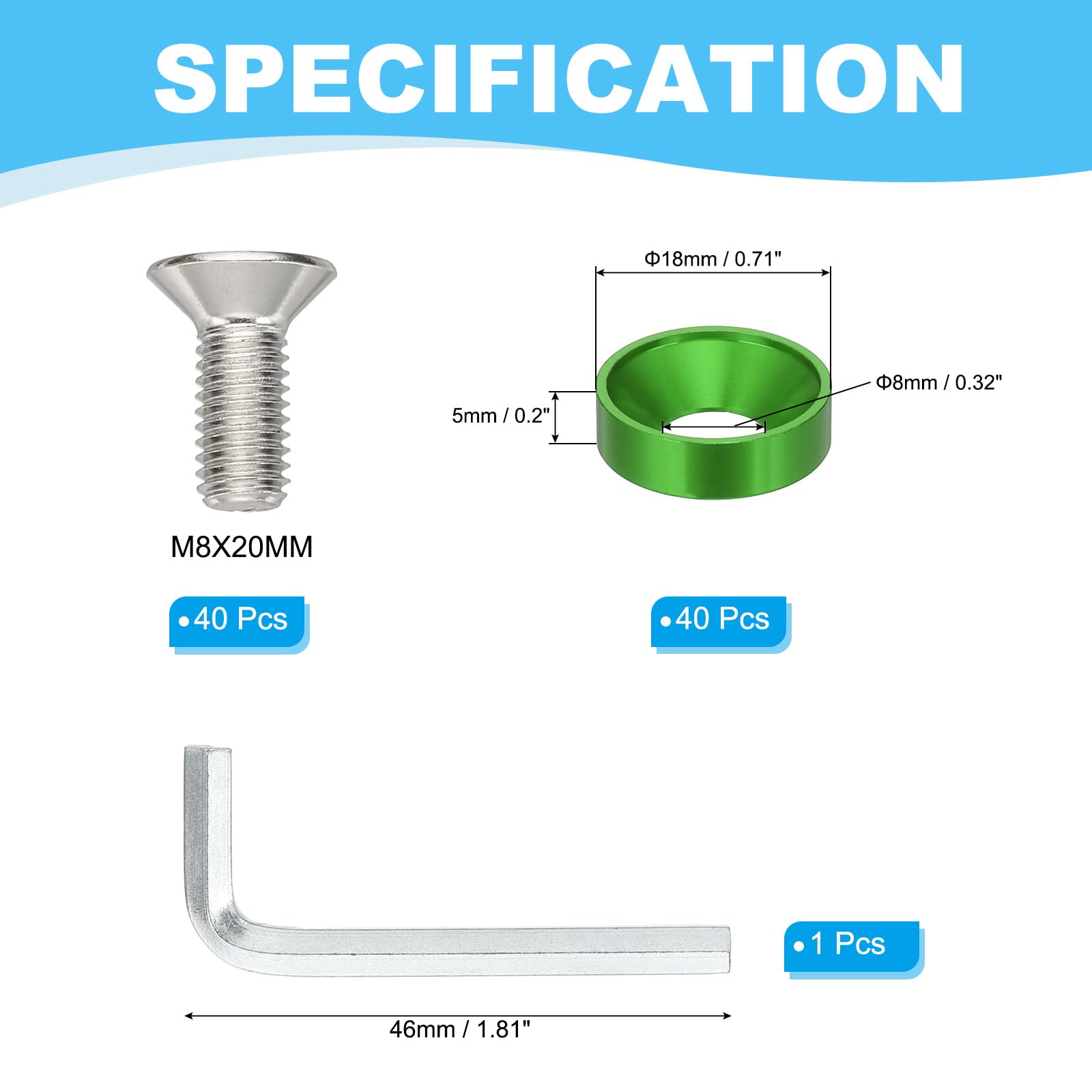 PATIKIL M8 Finish Countersunk Washer Kit - Image 2