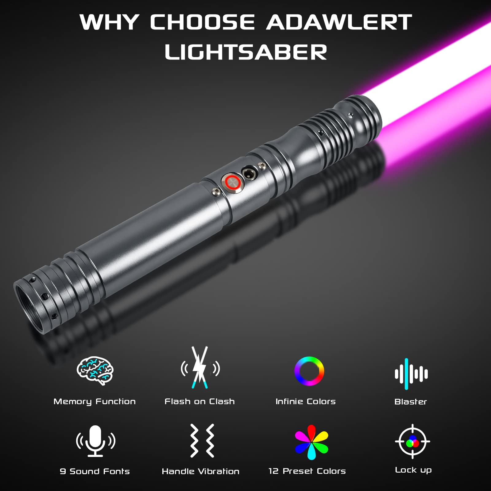 Dueling Light Saber RGB 12 Colors Light Sabers - Metal Hilt Black Series Sabers for Adults Cosplay Party, Birthday Gift, 9 Sound Fonts, FOC, Support Real Heavy Dueling (Gun)
