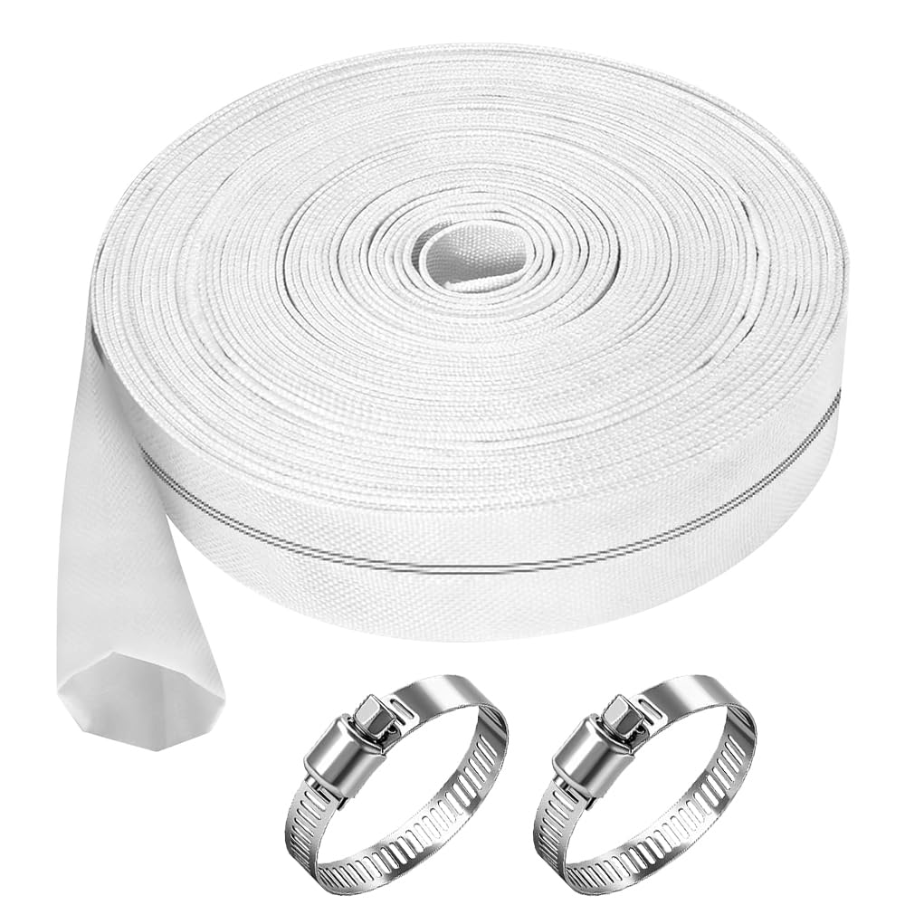 20M Tuyau Refoulement 1 1/4" Plat 32mm avec Clips, Tuyau de décharge, pour Pompes Submersibles, Pompes à Eau Sale, Bassin, Jardin, Irrigation, Industrielles, de Jardinage