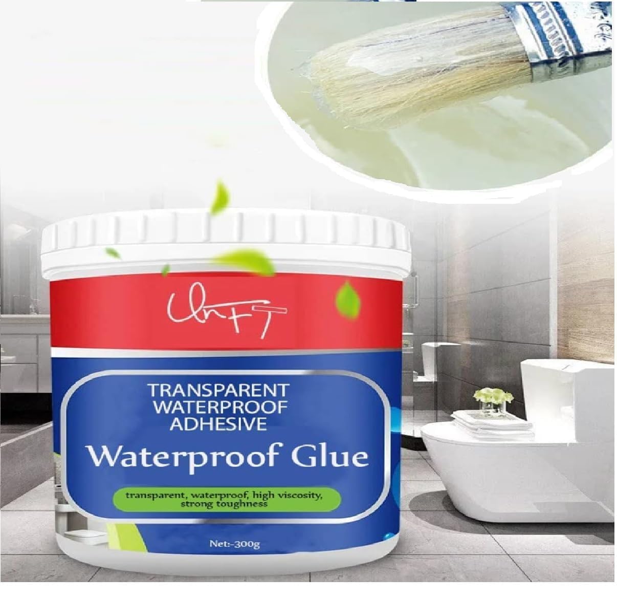 AL- FALAH 300Gm Crack Seal Glue With Brush | Transparent Waterproof Solution For Roof Leakage | Waterproofing Agent For Lasting Protection | Epoxy Resin Sealant For Pipes, Walls, Tiles