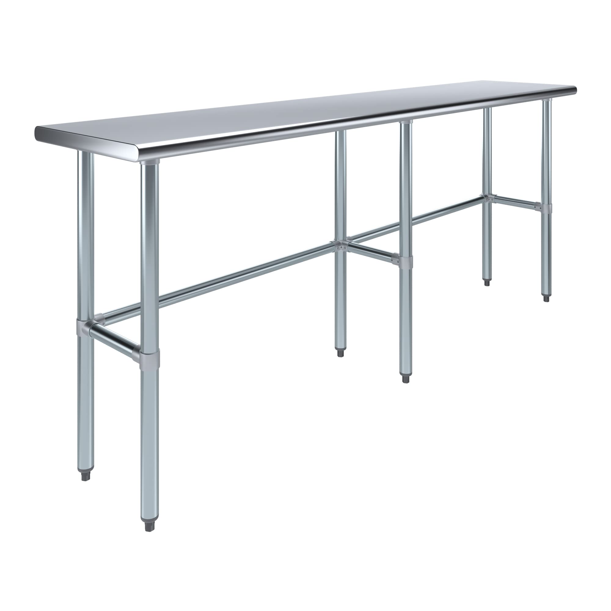 AmGood Stainless Steel Work Table Open Base | Metal Work Bench (Stainless Steel Table Open Base, 84" Long x 18" Deep)