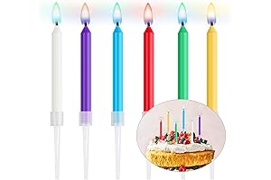 Velas para pastel de cumpleaños de llamas de colores, alegres y festivas