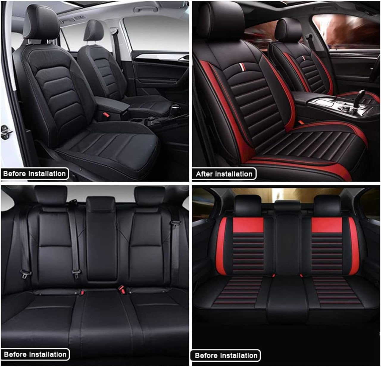 Autostoelhoezen voor Ford Kuga ST-Line 2009-2024, Lederen Stoelen Volledige Set, Waterdichte Stoelhoezen Voor- en Achterstoelen, Autostoelbeschermer,C