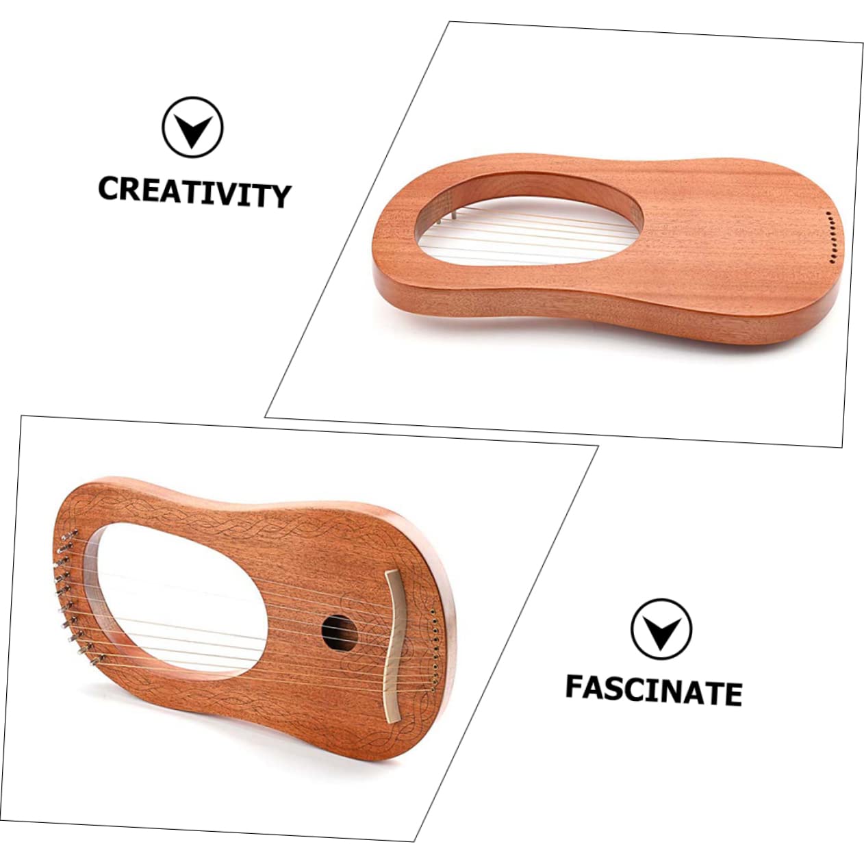 Toyvian Arpa a Lira in Legno 10 Corde, Strumento Musicale Portatile dal Suono Caldo, Accordatura, per Esecuzioni Orchestrali