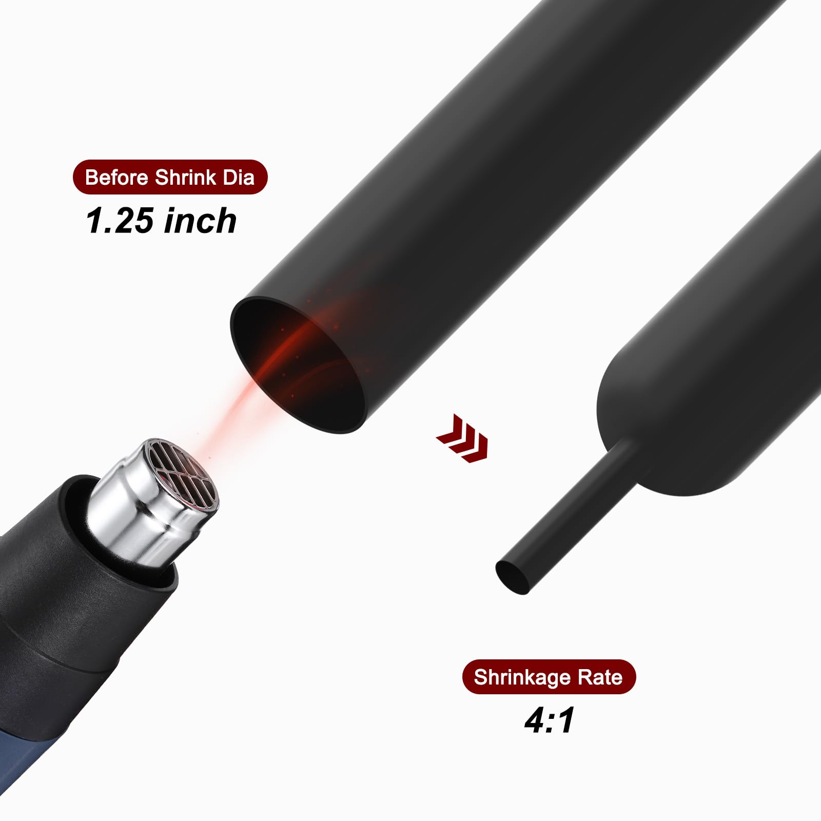 DMiotech Guaina Termorestringente Nero Diametro 1.25 Pollici