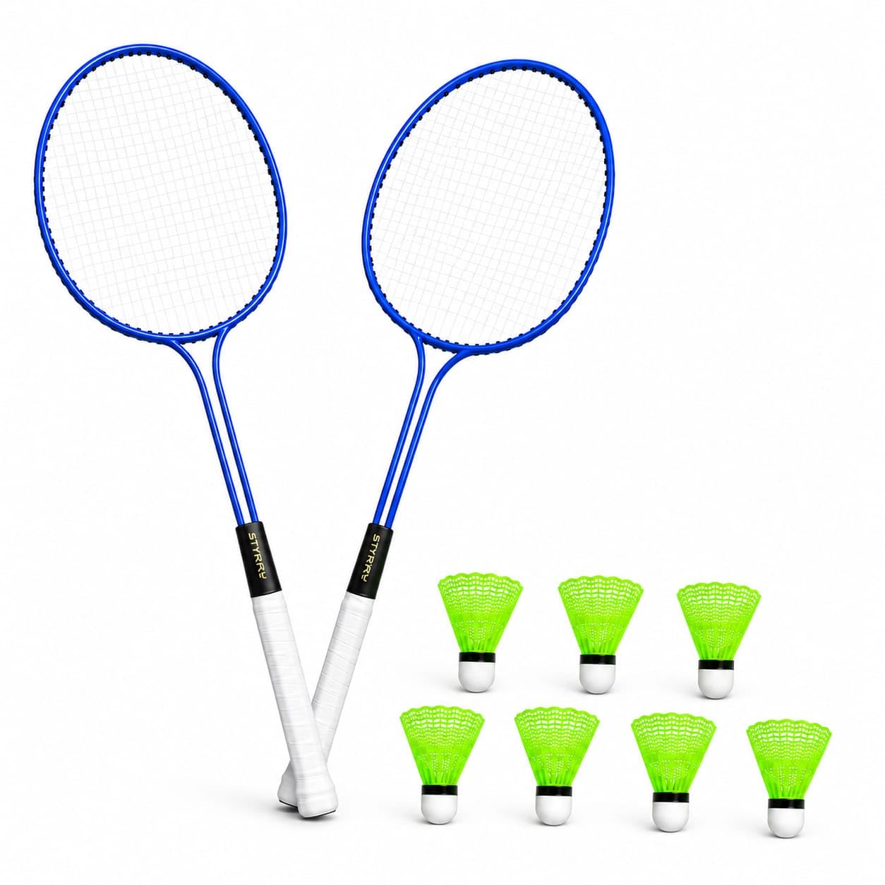 Badminton Racket Set of 2 with 7 Nylon Shuttlecocks | Lightweight Steel Frame Racquets for Kids & Adults | Indoor Outdoor Sports Training Kit-image-8