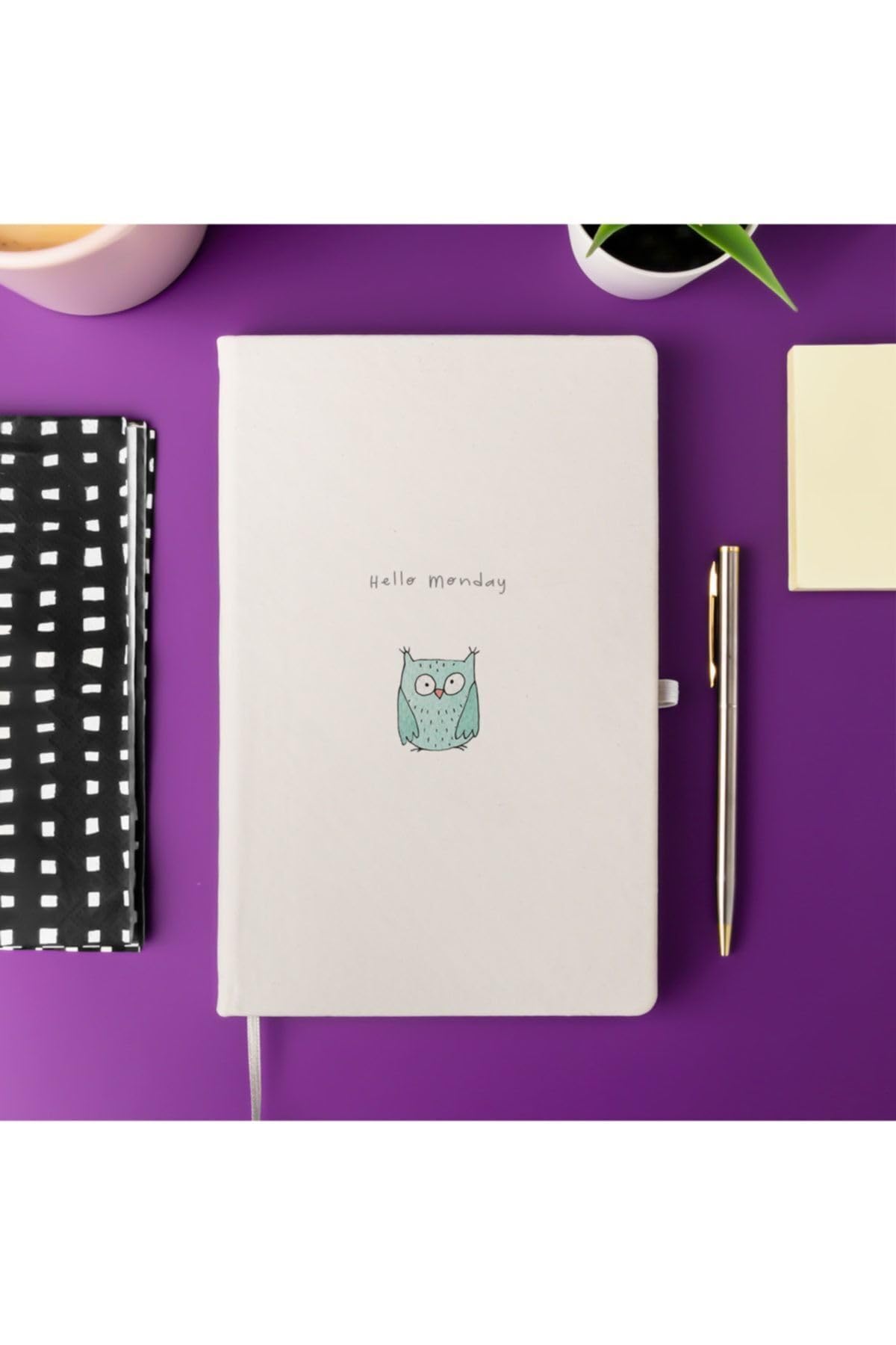 Hediyesepeti Hello Monday Minimalist Çizgili Not Defteri 13 Cm X 21 Cm 100 Yaprak
