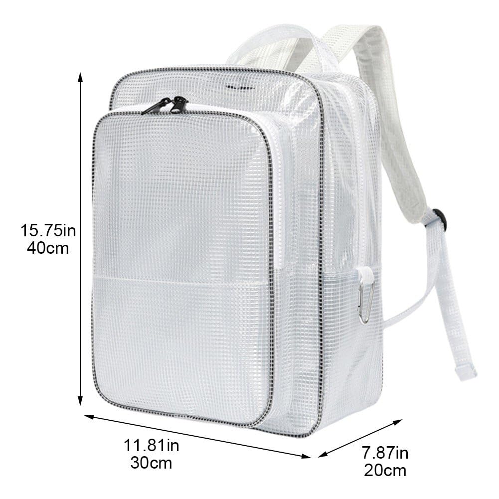 Zaino Grande in, Zaino Universitario Semitrasparente, Zaino in Trasparente con Comode Spalline Imbottite per Viaggi, Nuoto, Spiaggia, Sport all'Aria Aperta