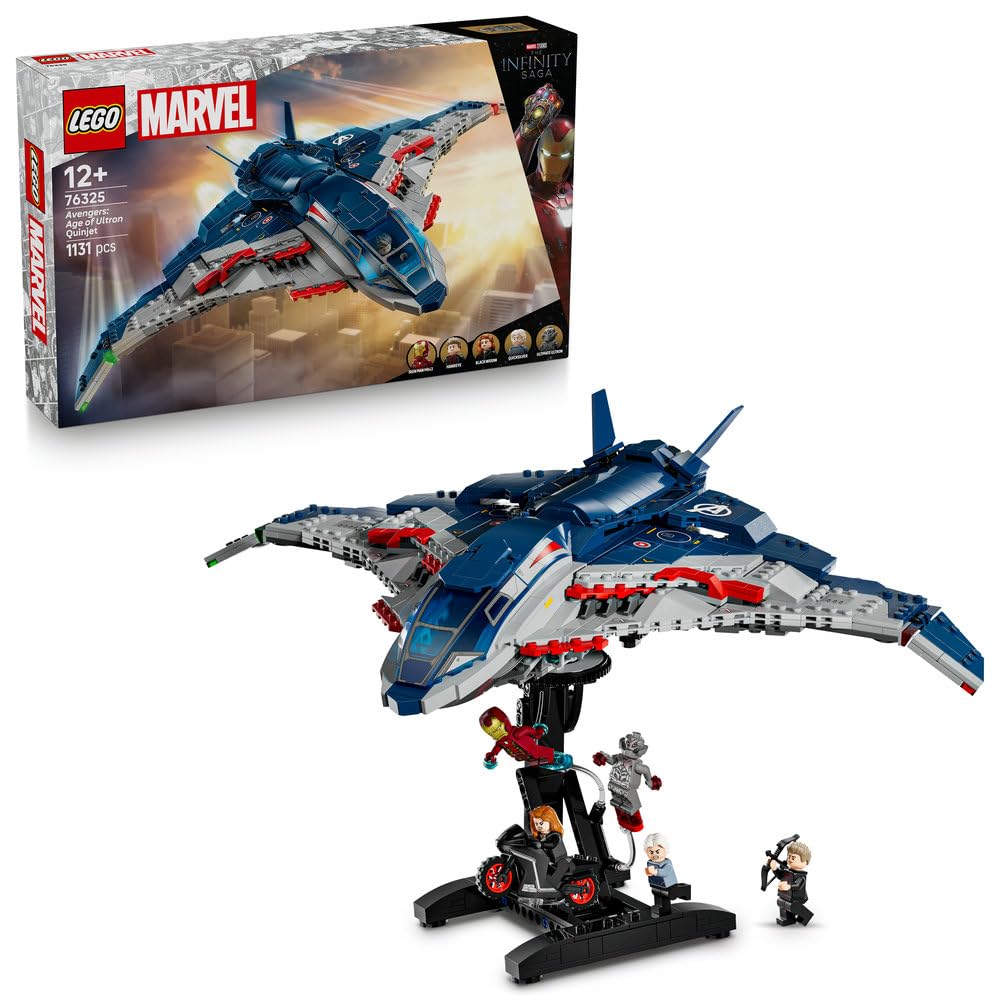LEGO | Marvel Avengers: Czas Ultrona — Quinjet 76325 | Model samolotu, zabawka kolekcjonerska, prezent dla fana Marvela 12+, zestaw klocków dla nastolatków, 1131 elementów