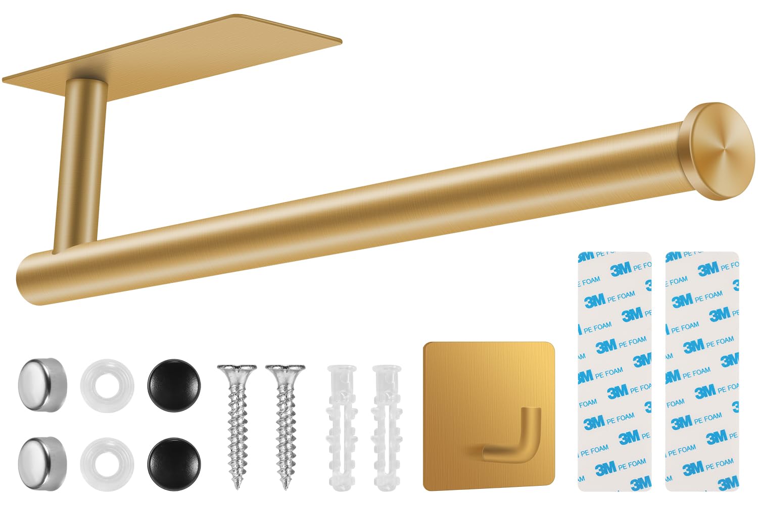 2nd Gen Paper Towel Holder Under Cabinet No Drilling, [More Sturdy] Self Adhesive or Drilling Paper Towel Holder Wall Mount for Kitchen, RV, [Fit Mega Paper Towel Roll] SUS304 Stainless Steel