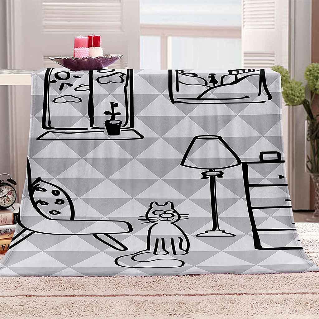 Couverture flanelle chaude et douce impression 3D chaton abstrait 150x200