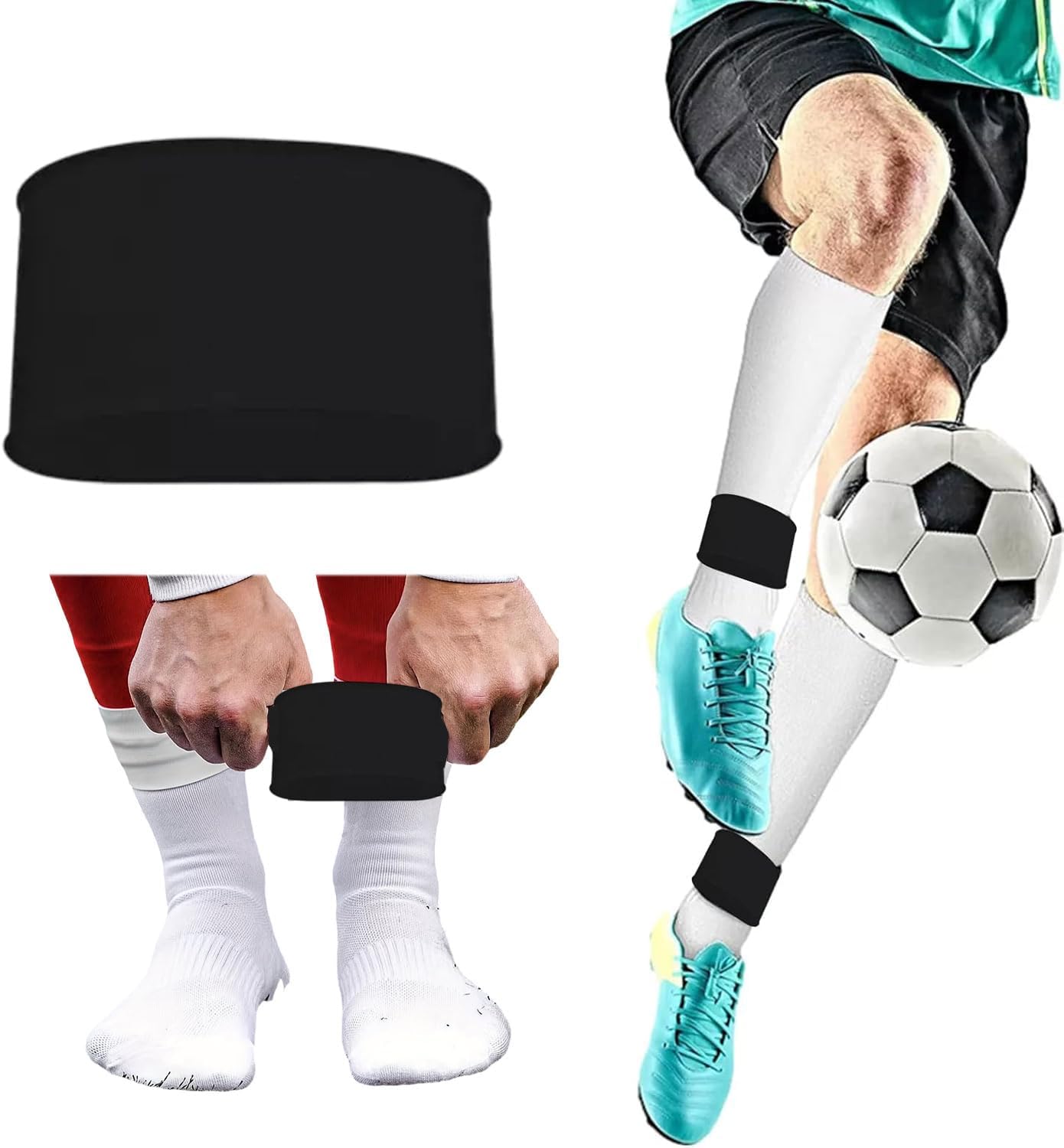 Silicone Shin Pad Holder, Tape Shin Pads Band, Shin Pads Football Men, Non-Slip Shin Pads Holder for Football Games, Mountaineering, Yoga, Cycling