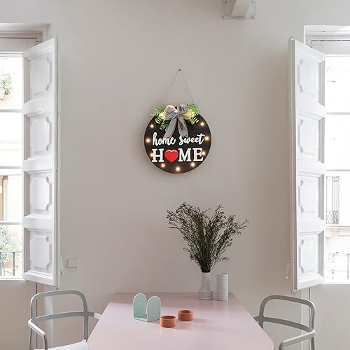 Miniatura 8 de Letrero de bienvenida intercambiable para puerta delantera con 14 iconos intercambiables, decoración de porche delantero de granja, letrero de pared