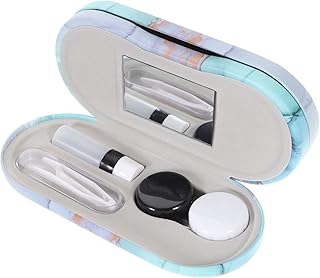 Healeved Contacts Lenses Framing Tools Eyeglass and Lens Case 2 in 1 Double Sided Eye Case with Built-in Mirror and Solution Bottle for Travel Home Contacts Colored Lenses Frame Holder Stand