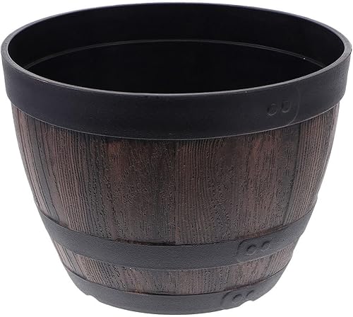 Yardwe Maceta de barril de whisky para exteriores, maceta asética para decoración de habitación, barriles, macetas de jardín, maceta para