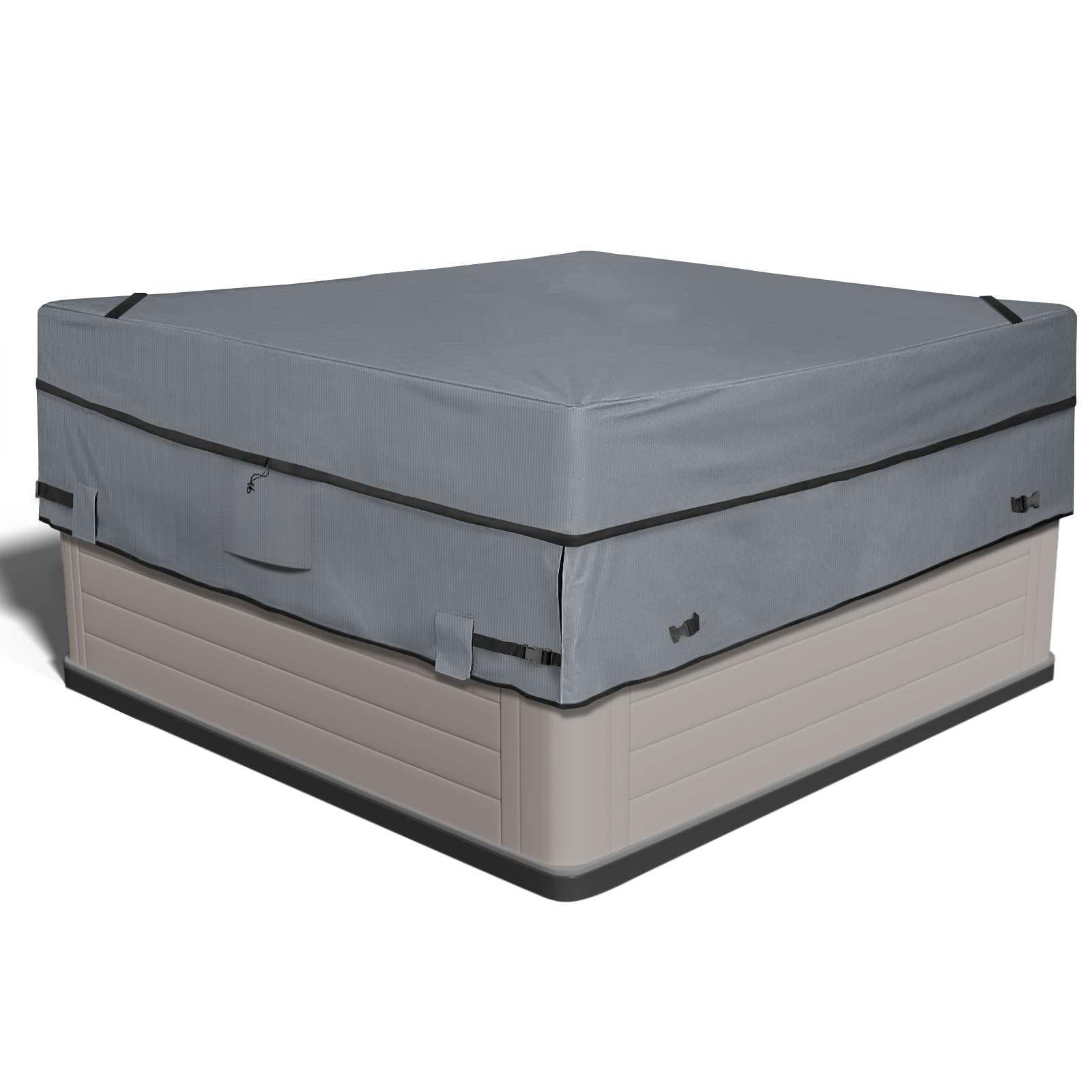 Photo 1 of AKEfit Outdoor Waterproof and Weatherproof Hot Tub Cover 85 x 85 inch fit 84 x 84 or 83 x 83 or 82 x 82 or 7 ft x 7 ft Square SPA 600D Heavy Duty Cover Protectors Protective Cover Cap