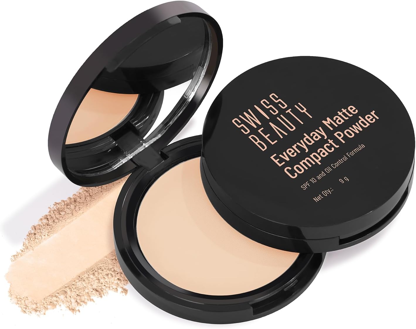 SWISS BEAUTY All Everyday Matte Compact with SPF 10 | Oil-Control Formula | Blurs Pores | Soft-Focus Finish | Enriched with Vitamin E | Shade- 04 Honey, 9g