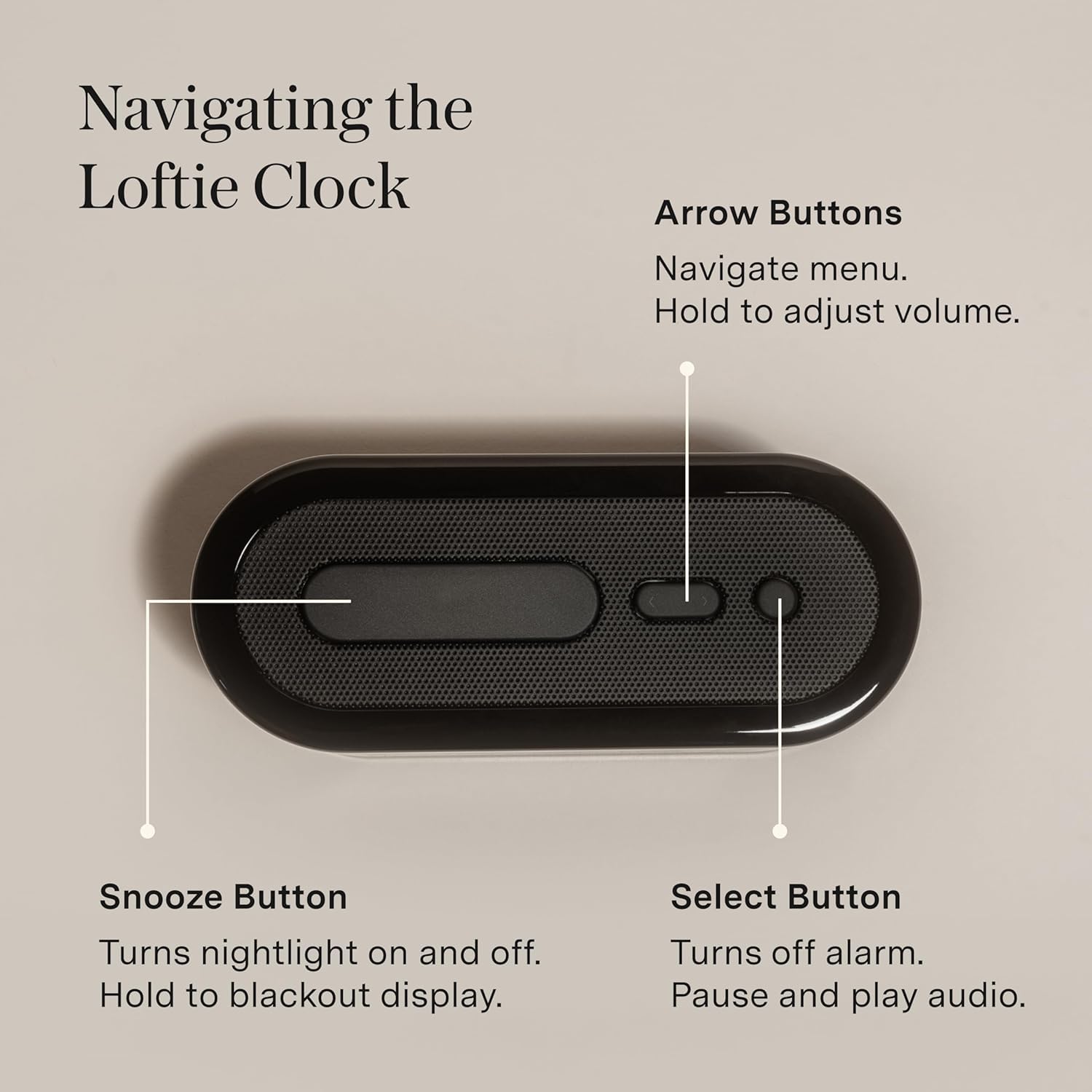 Loftie Wecker mit Soundmaschine - Smart Wecker mit Licht, Weißem Rauschen, Bluetooth-Lautsprecher, Nachtlicht-Soundmaschine, 100+ Sounds, Verdunkelungsmodus, Kein WiFi-Modus, Optionales Abonnement