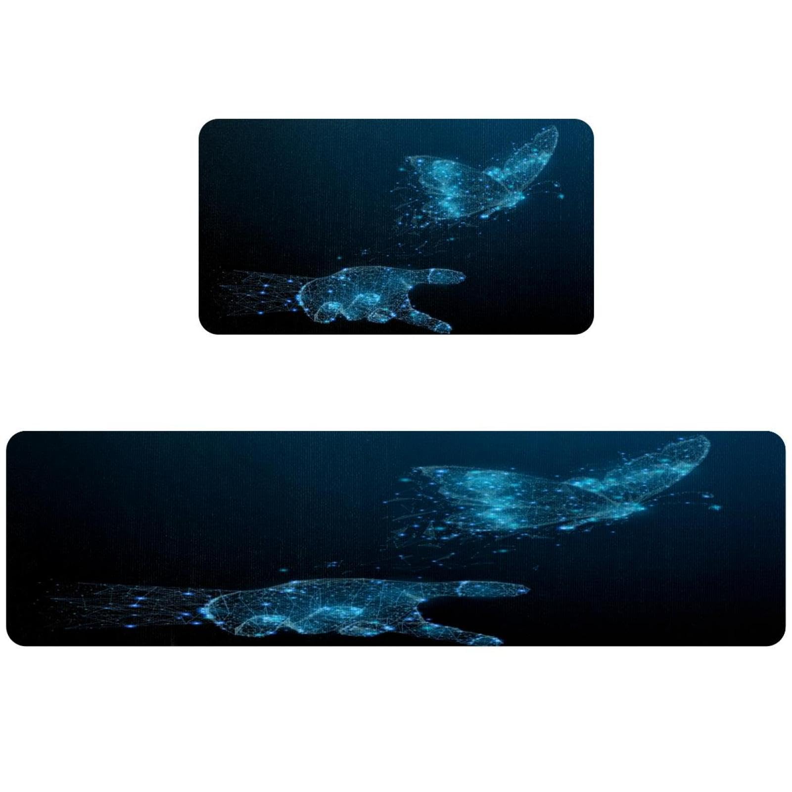 Tapis de cuisine lot de 2 antidérapants et lavables avec motif papillon élégant
