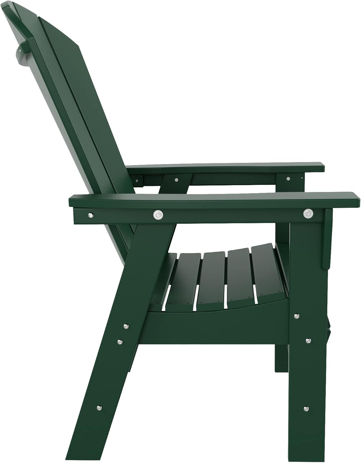 WestinTrends Malibu 5 Piece Adirondack Patio Dining Set, All Weather Poly Lumber Outdoor Table and Chairs Furniture Set, 47" Trestle Round Dining Table and 4 Adirondack Dining Chair, Dark Green