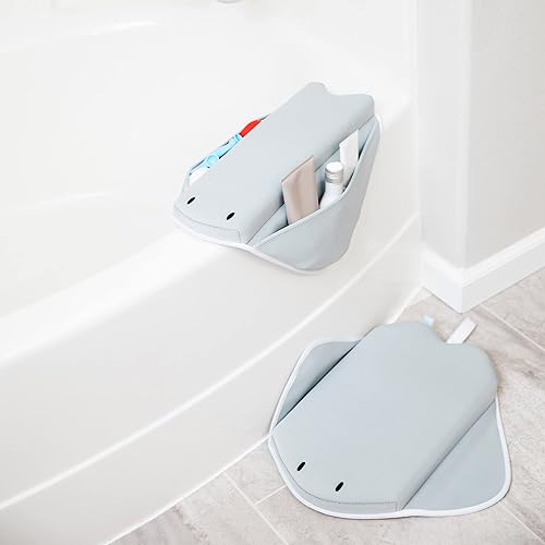 Vista 25 de Ubbi Tapete de baño acolchado antideslizante para bebé, potentes ventosas, esenciales para el tiempo de la bañera del bebé, gris