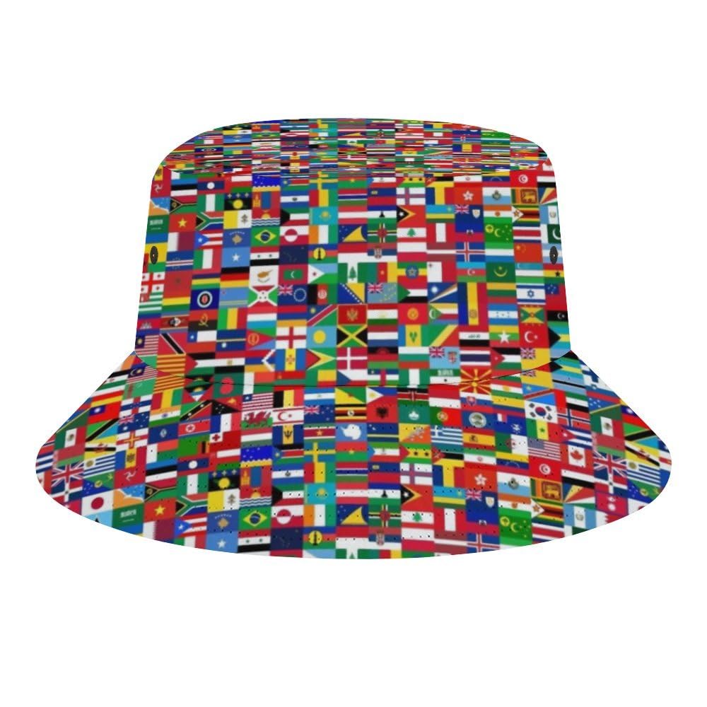 JopaJre The World Flag Bucket Hat for Women Men Sun Cap Fisherman Hat Packable Beach Caps Travel Outdoor
