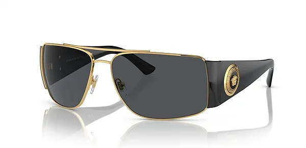 Versace Man Sunglasses Gold Frame, Dark Grey Lenses, 63MM