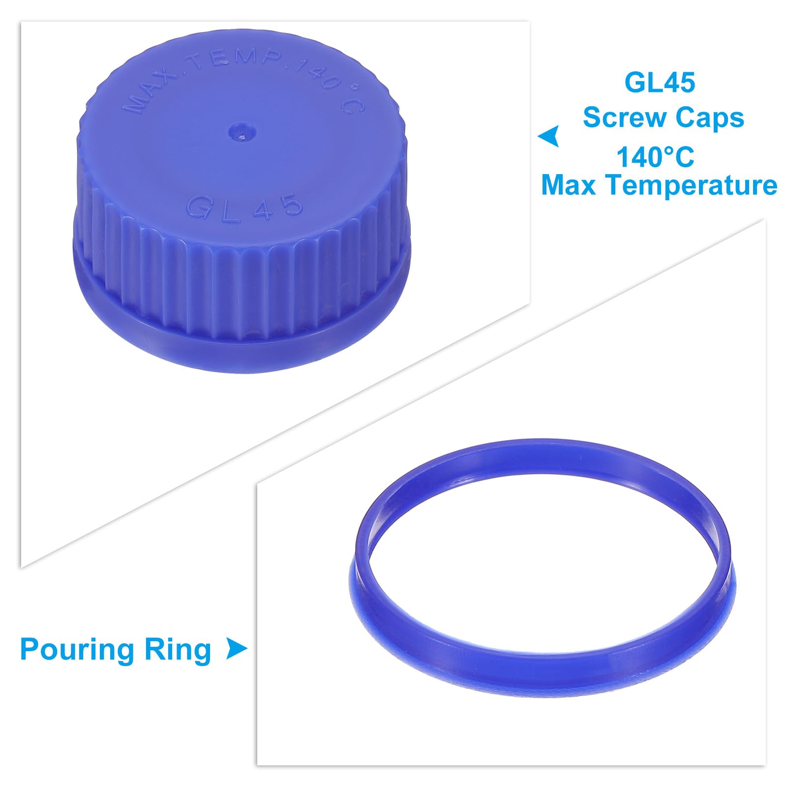 PATIKIL 10 tappi a vite GL45, 45 mm, in polipropilene, con tappo a vite, per bottiglie GL45, in vetro, blu