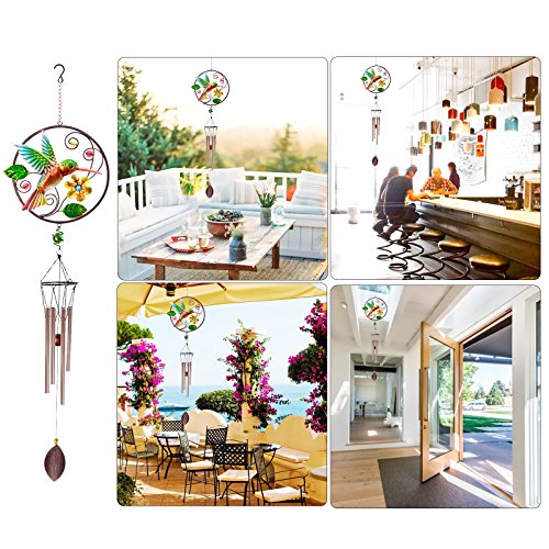 image for CREATIVE DESIGN Wind Chimes, 32''H Hummingbird Wind Chimes, Portable M