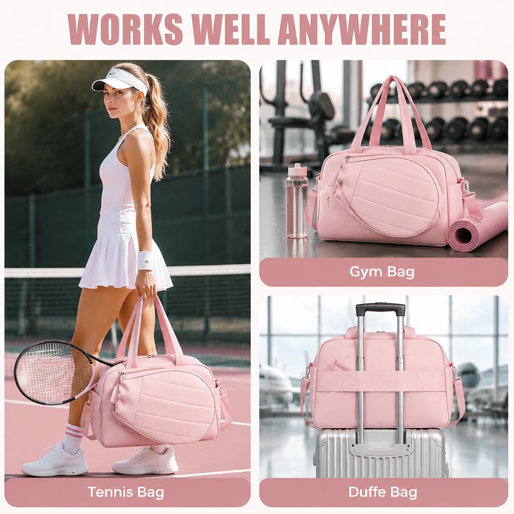 Borsa Tennis, Borsone Palestra Donna con Scomparto per Racchette, Grande Capacità Borsa Palestra Donna Con Scomparto Scarpe e Scomparto Impermeabile per Fitness, Viaggi e Spostamenti