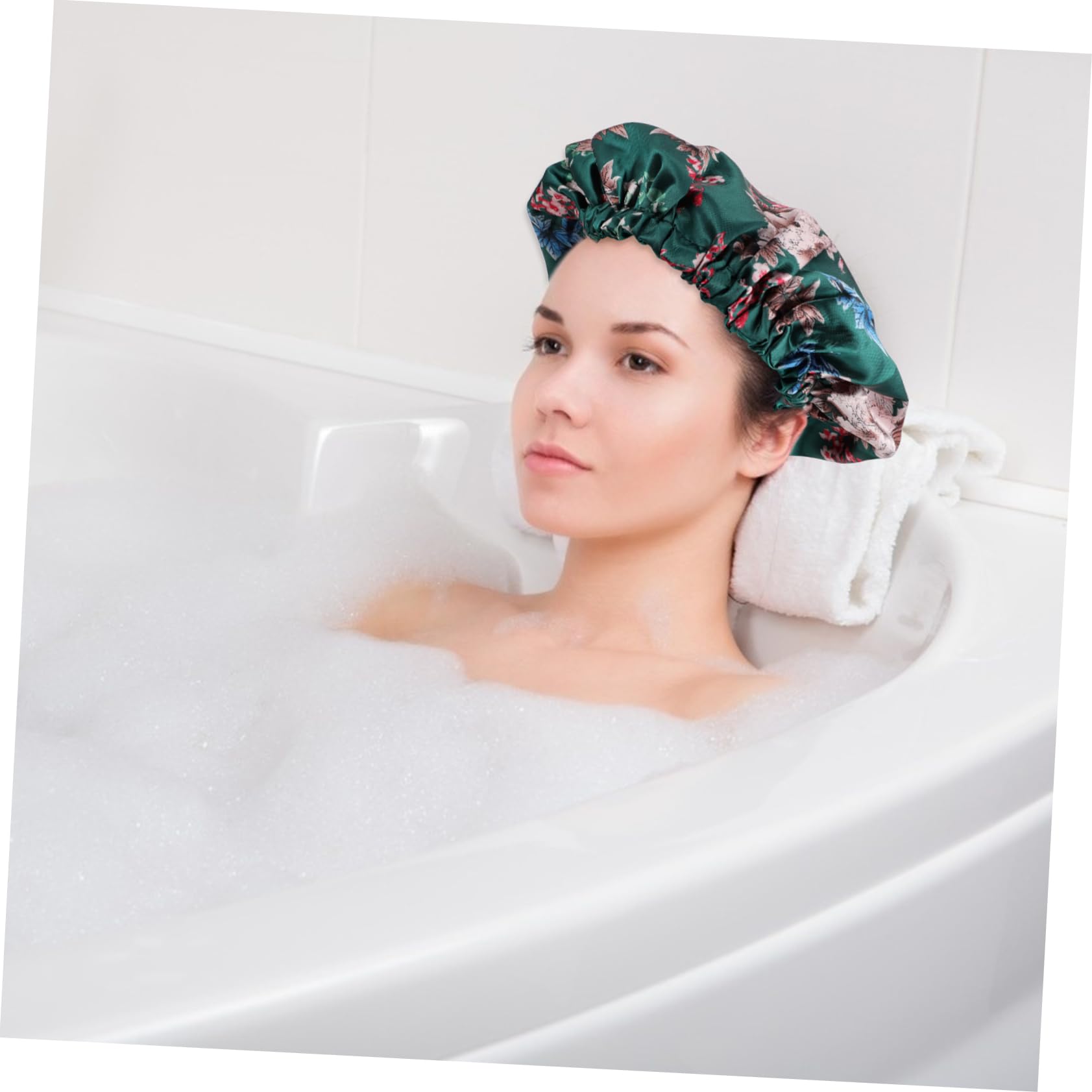 FRCOLOR 5stücke Damen Duschhaube Wasserdichte Satin Duschmütze Elastische Badekappe Für Haarpflege Multifunktional Für Zuhause Reisen Und Spa Peoniengrün Robust Und Langlebig