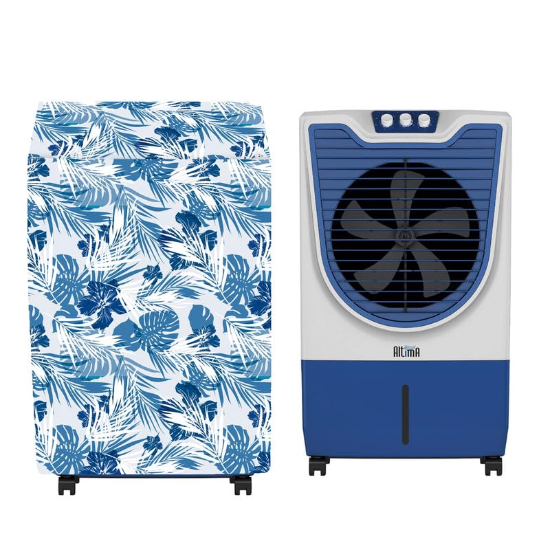 Image of Cooler Cover Compatible For Havells Altima 70-Litres Air Cooler Waterproof, Dustproof, Size (HxWxD) 112X71X51 Cm, White Blue.