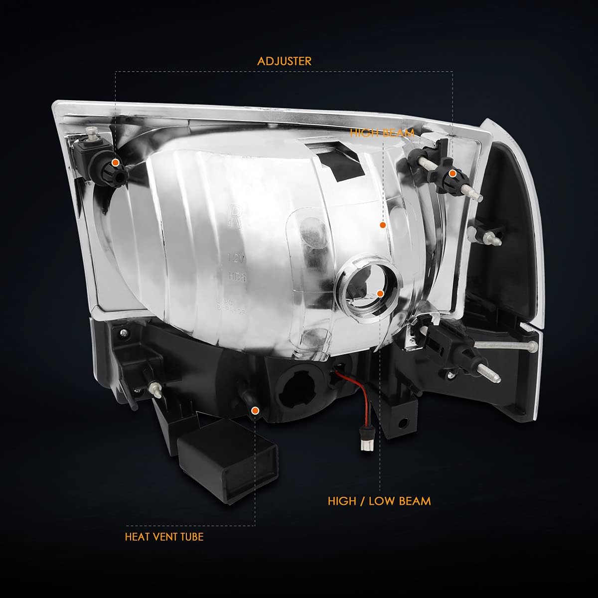 PM PERFORMOTOR Headlights Assembly Compatible with 99-04 Ford F250 F350 with LED Signal Headlamps Black Housing Clear Lens